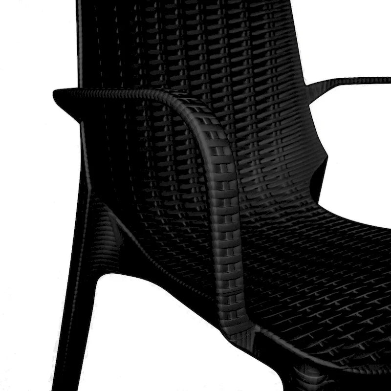 LeisureMod Kent 7-Piece Outdoor Dining Set with 4 Chairs 2 Arm Chairs - 28