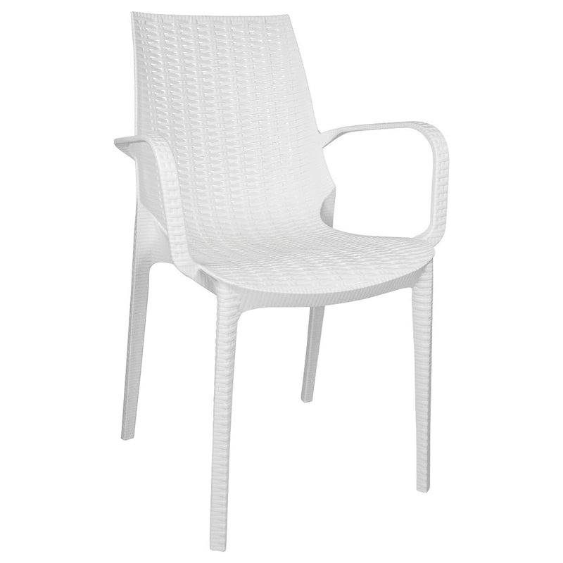LeisureMod Kent 7-Piece Outdoor Dining Set with 4 Chairs 2 Arm Chairs - 28