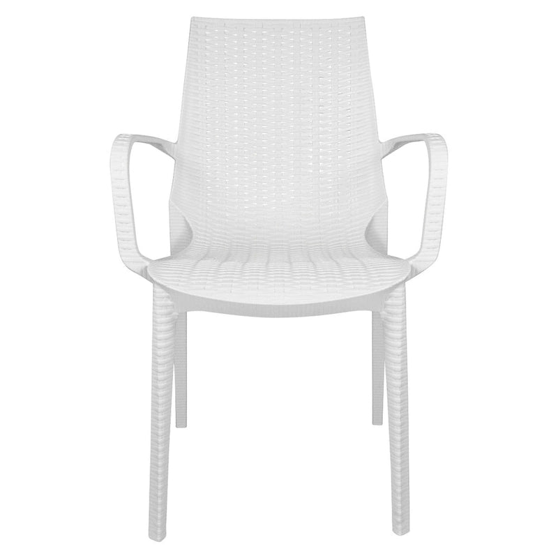 LeisureMod Kent 7-Piece Outdoor Dining Set with 4 Chairs 2 Arm Chairs - 28