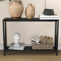 39.4" Narrow Console Table with 2-Tier Shelves - Black, Brown, Grey