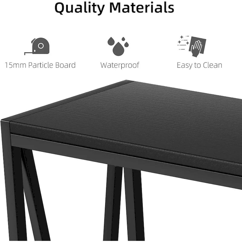 39.4" Narrow Console Table with 2-Tier Shelves - Black, Brown, Grey
