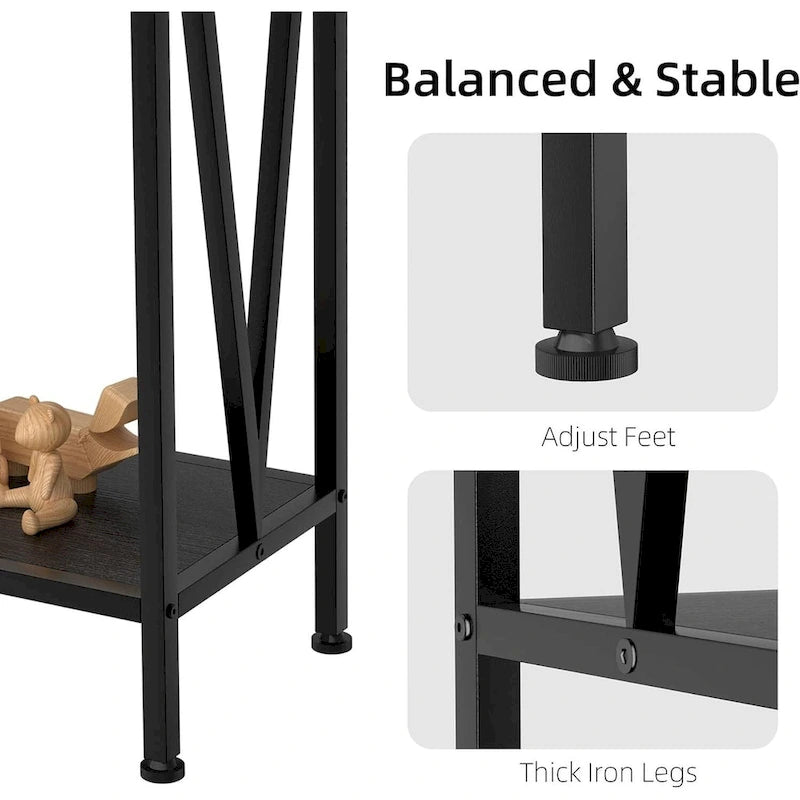 39.4" Narrow Console Table with 2-Tier Shelves - Black, Brown, Grey