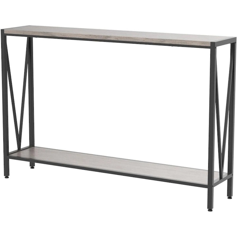 39.4" Narrow Console Table with 2-Tier Shelves - Black, Brown, Grey