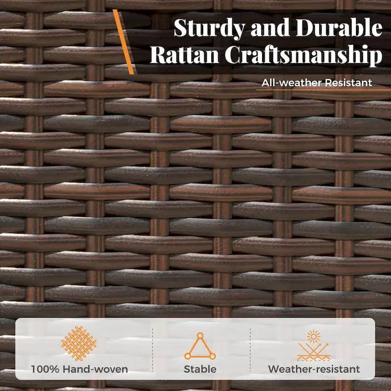 5-Piece Patio Dining Set, 36  Square Acacia Wood Table and 4 Rattan Armrest Chairs