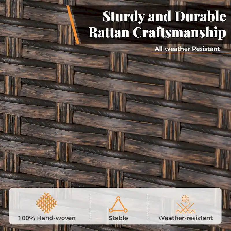 5-Piece Patio Dining Set, 36  Square Acacia Wood Table and 4 Rattan Armrest Chairs