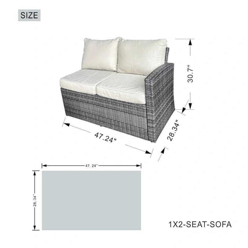 5-Piece Patio Wicker Conversation Sofa with Firepit Table and Storage Box