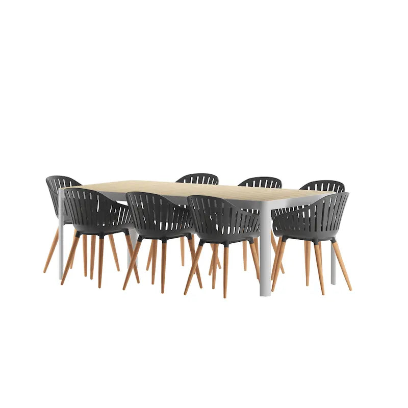 Amazonia Champs 9pc Outdoor FSC Certified Wood Outdoor Patio Dining Set