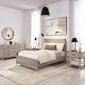 Full-Size Solid Pine Wood Platform Bed - Seashell Wirebrush and Clay