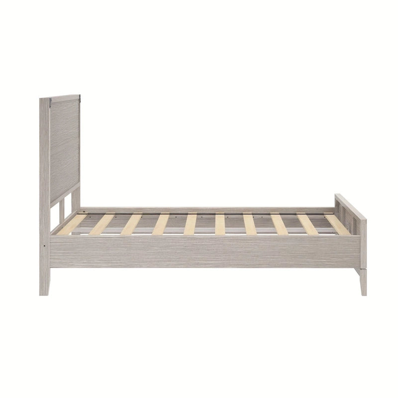 Full-Size Solid Pine Wood Platform Bed - Seashell Wirebrush and Clay