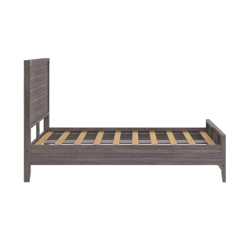 Full-Size Solid Pine Wood Platform Bed - Seashell Wirebrush and Clay