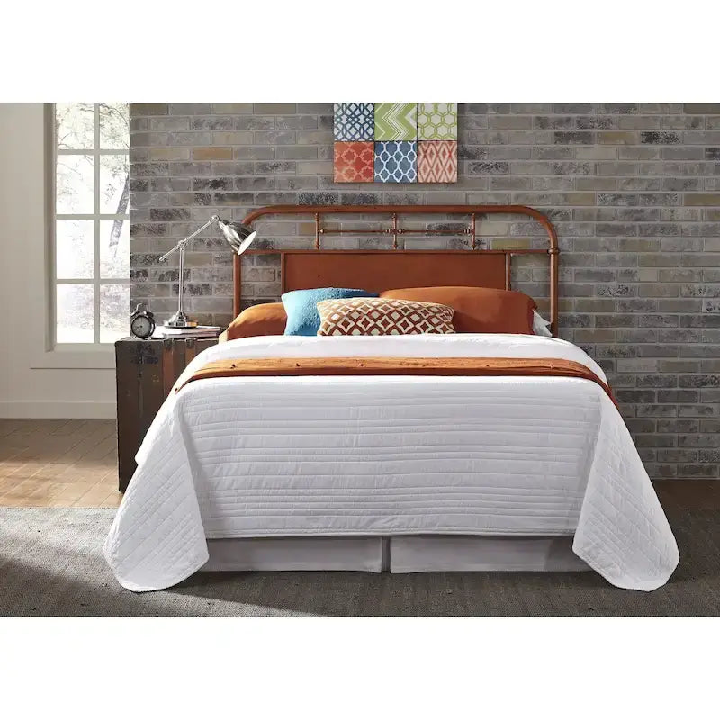 King Metal Headboard with Distressed Finish - Red, Orange, Cream, Black, Green