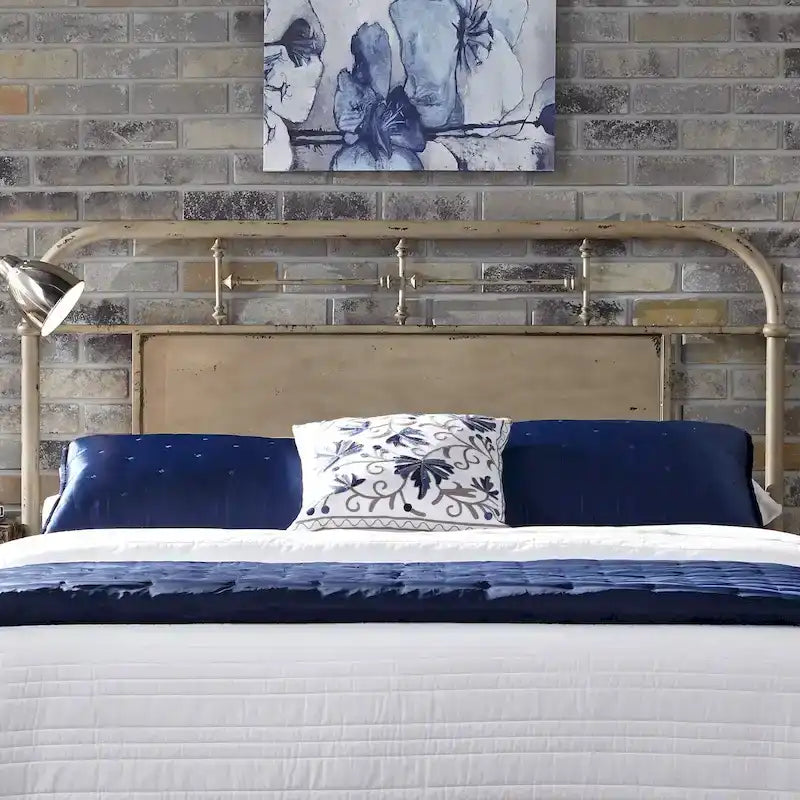 King Metal Headboard with Distressed Finish - Red, Orange, Cream, Black, Green