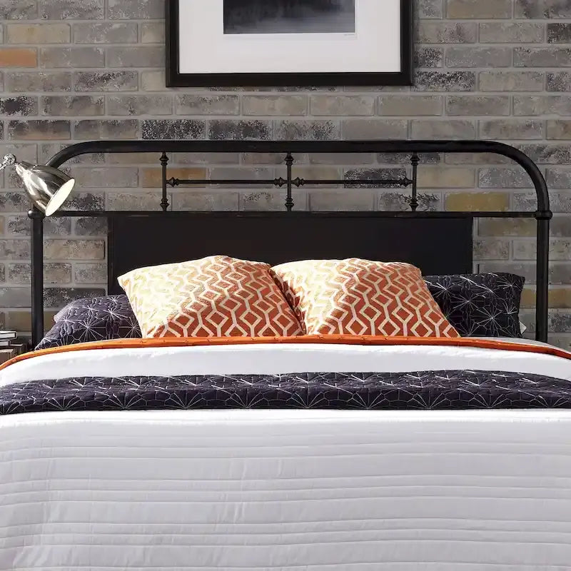 King Metal Headboard with Distressed Finish - Red, Orange, Cream, Black, Green