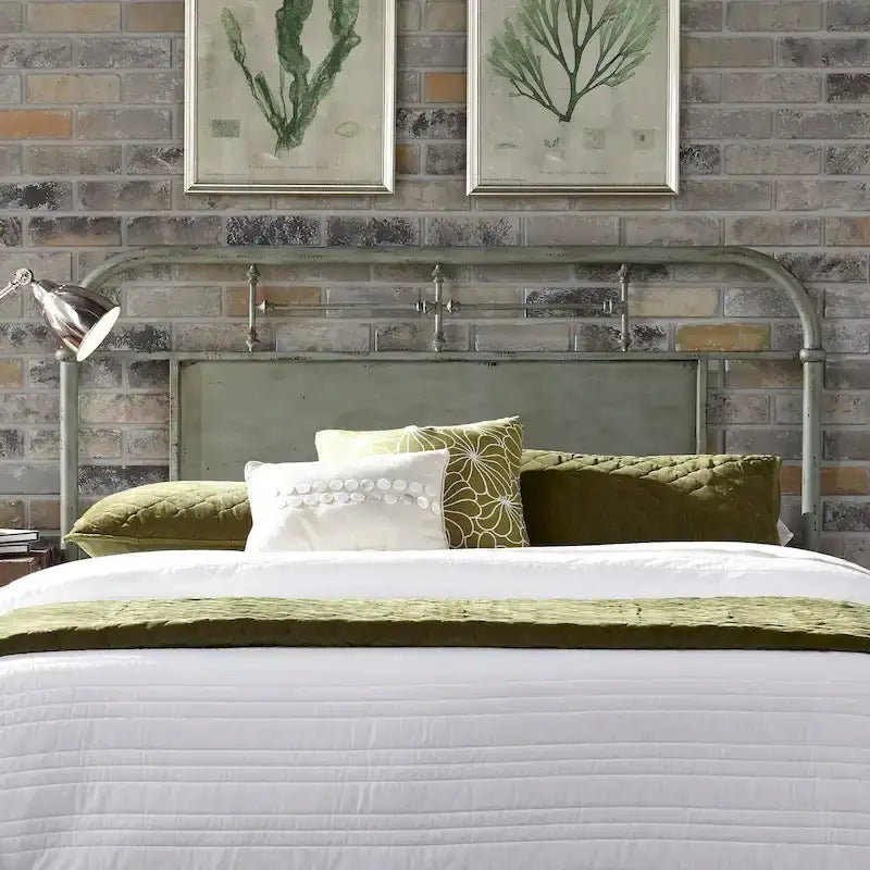 King Metal Headboard with Distressed Finish - Red, Orange, Cream, Black, Green