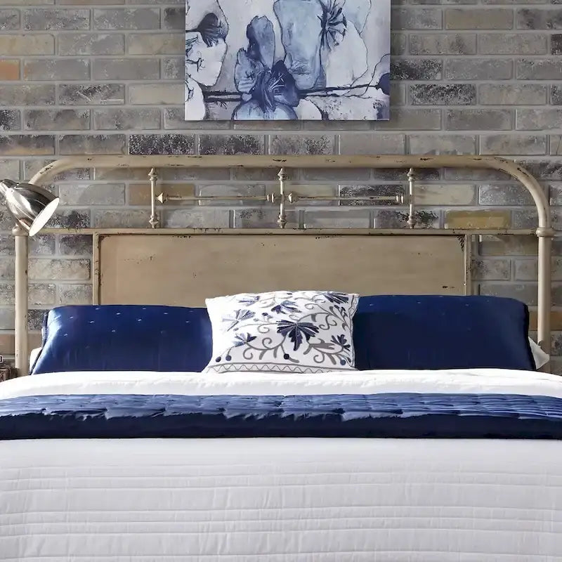 King Metal Headboard with Distressed Finish - Red, Orange, Cream, Black, Green