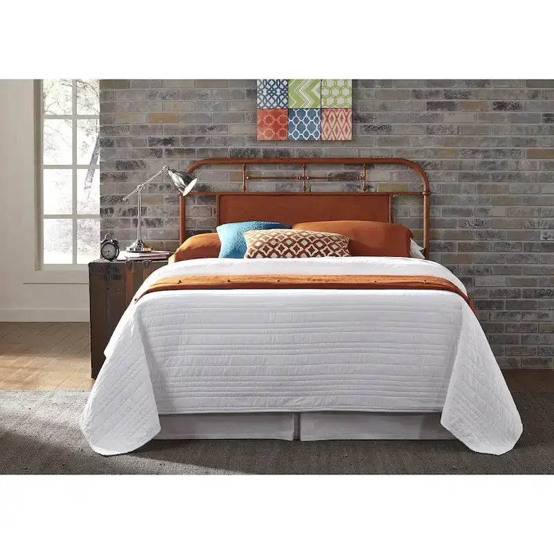 King Metal Headboard with Distressed Finish - Red, Orange, Cream, Black, Green