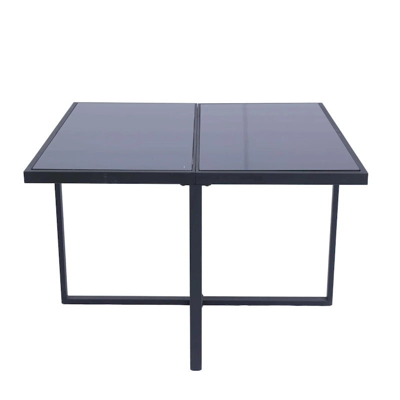 9 Pieces Patio Dining Sets Outdoor Space Saving Rattan Chairs with Glass Table