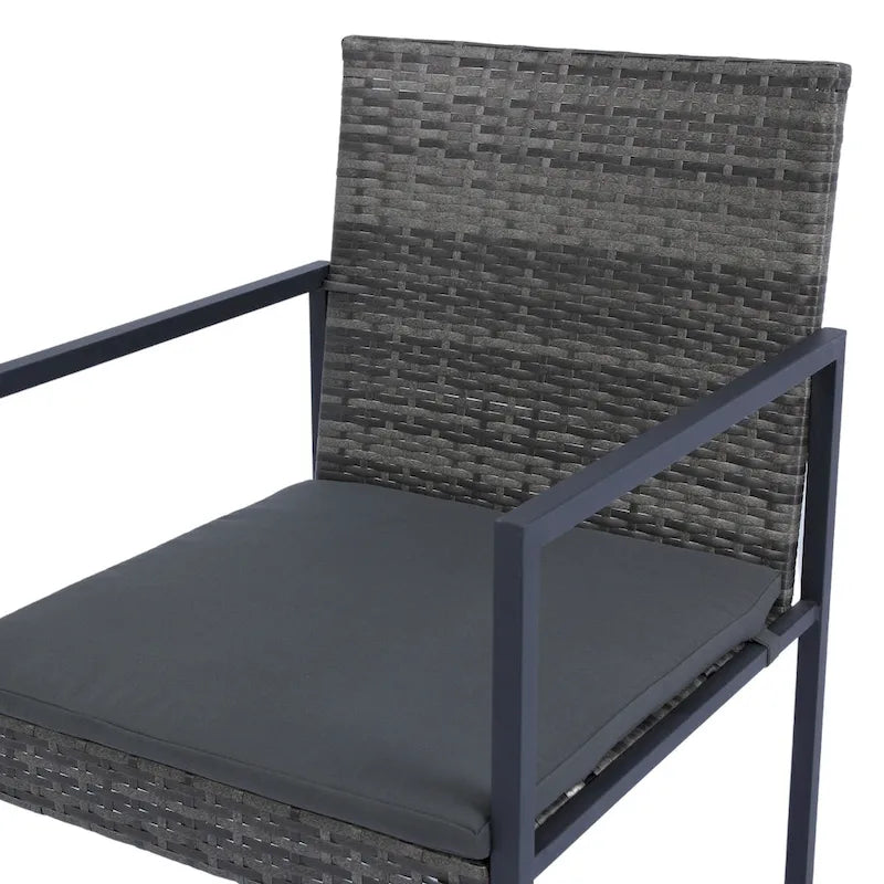 9 Pieces Patio Dining Sets Outdoor Space Saving Rattan Chairs with Glass Table
