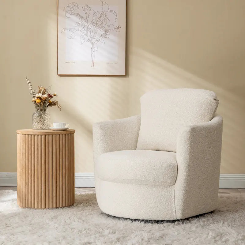 360° Swivel Barrel Accent Chair - Corduroy, Chenille, Boucle for 1
