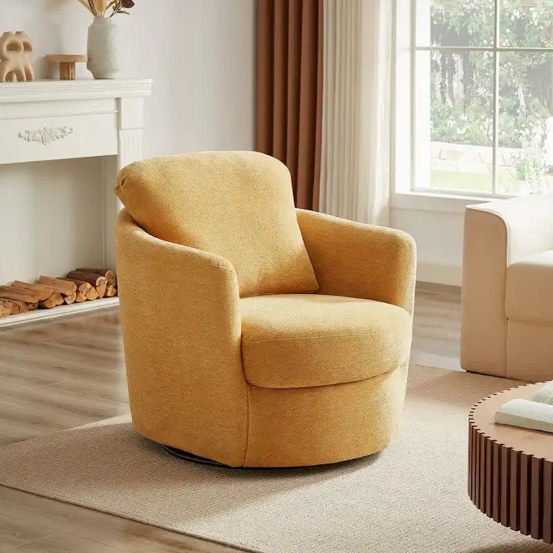 360° Swivel Barrel Accent Chair - Corduroy, Chenille, Boucle for 1
