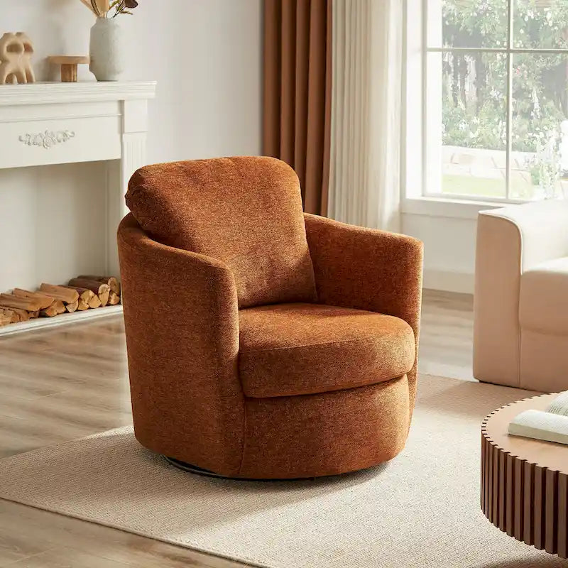 360° Swivel Barrel Accent Chair - Corduroy, Chenille, Boucle for 1