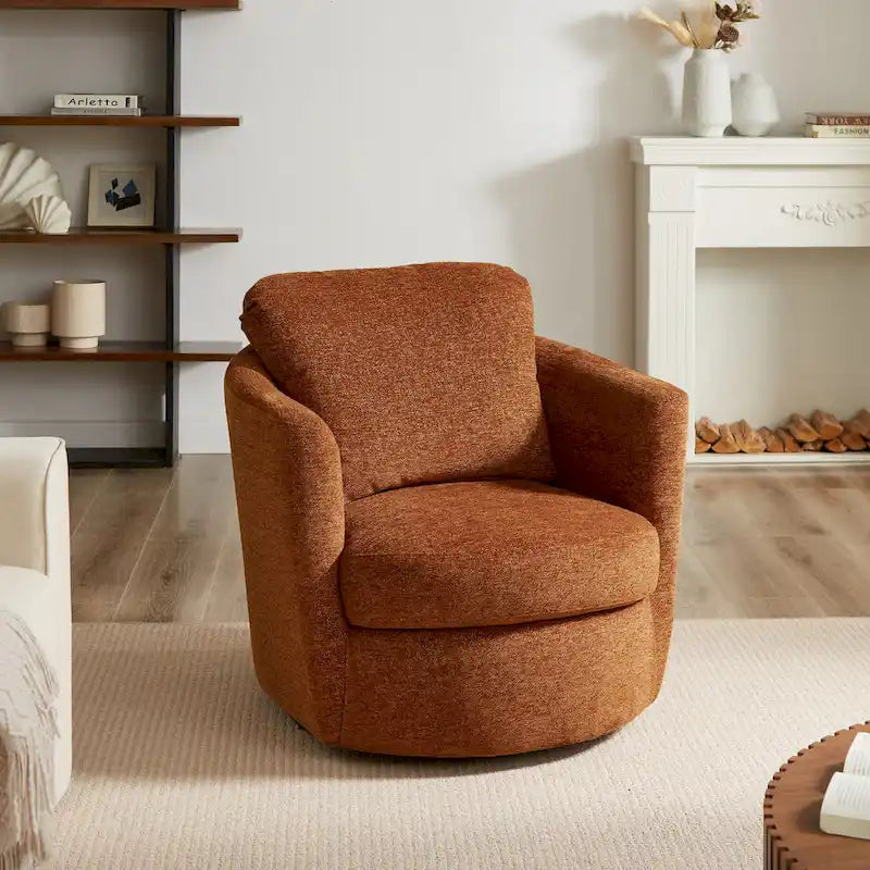 360° Swivel Barrel Accent Chair - Corduroy, Chenille, Boucle for 1