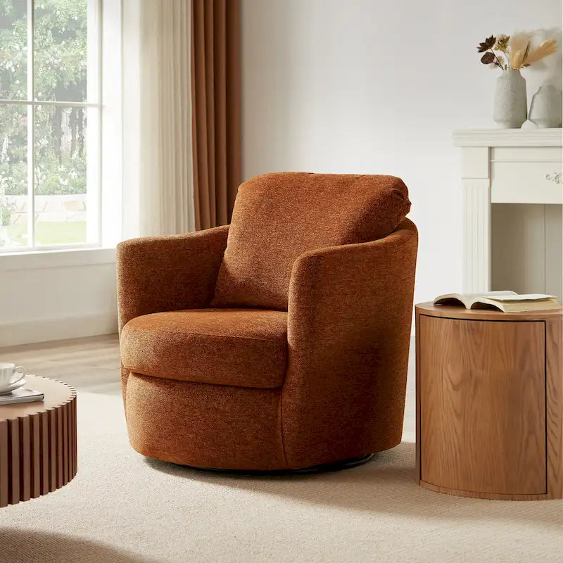 360° Swivel Barrel Accent Chair - Corduroy, Chenille, Boucle for 1
