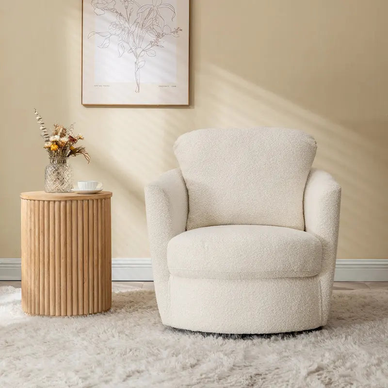 360° Swivel Barrel Accent Chair - Corduroy, Chenille, Boucle for 1