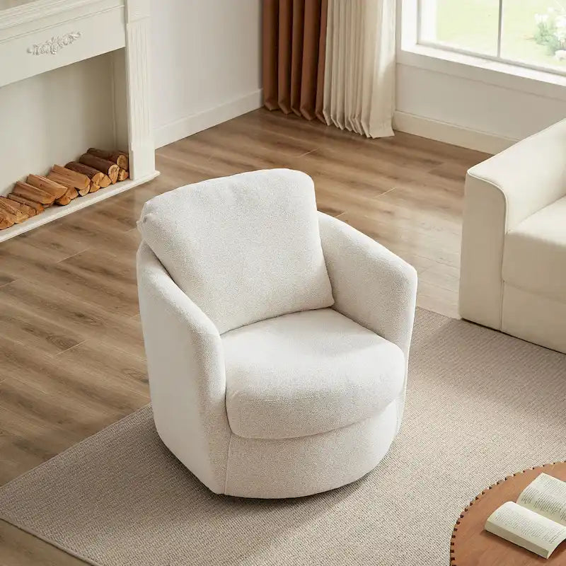 360° Swivel Barrel Accent Chair - Corduroy, Chenille, Boucle for 1