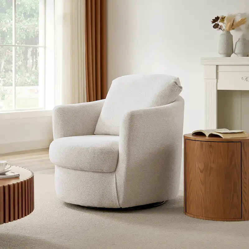 360° Swivel Barrel Accent Chair - Corduroy, Chenille, Boucle for 1