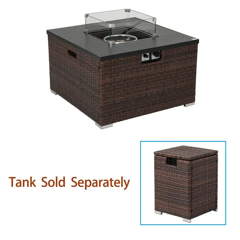 COSIEST 7 Piece Outdoor Patio Furniture Set With Fire Table Fits Tank Outside