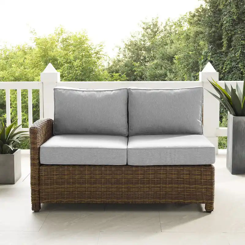 Crosley Bradenton Outdoor Wicker Sectional Left Side Loveseat - 52.75  W x 31.5  D x 32.5  H
