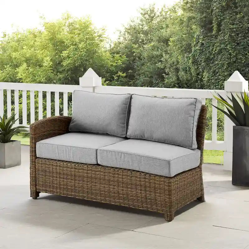 Crosley Bradenton Outdoor Wicker Sectional Left Side Loveseat - 52.75  W x 31.5  D x 32.5  H