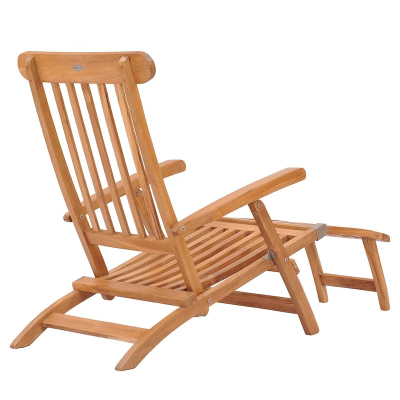 Chic Teak Titanic Outdoor Teak Wood Reclining Steamer Chair