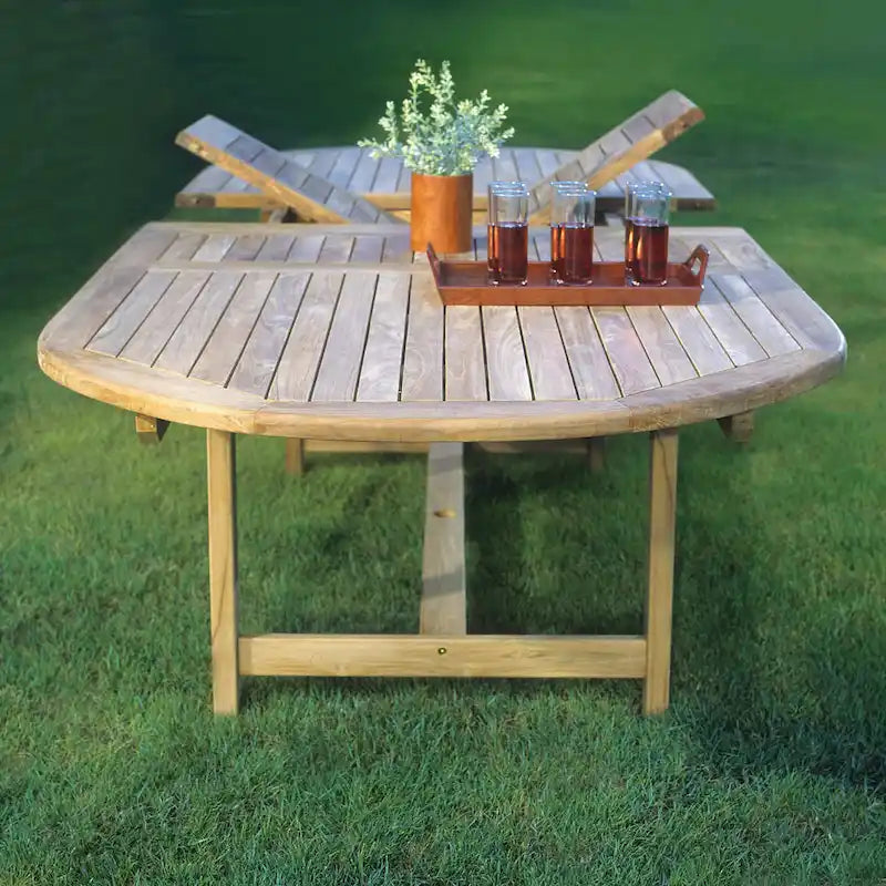 Amazonia Pierrer Outdoor Teak Wood Patio Extendable Dining Set