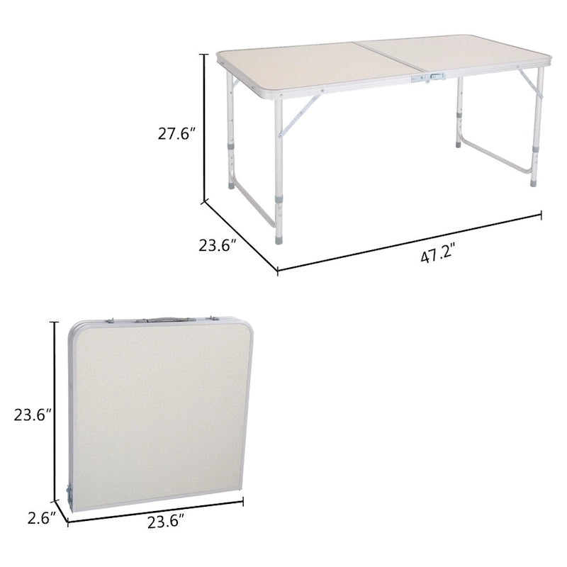 4Ft Portable Camping Table Multipurpose Folding Table White - 4Ft