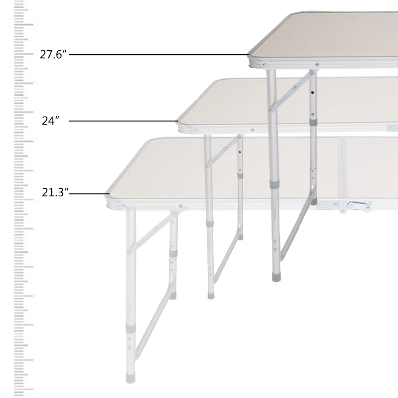 4Ft Portable Camping Table Multipurpose Folding Table White - 4Ft