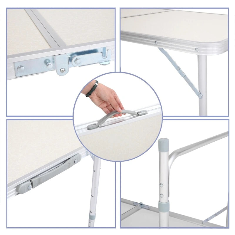 4Ft Portable Camping Table Multipurpose Folding Table White - 4Ft