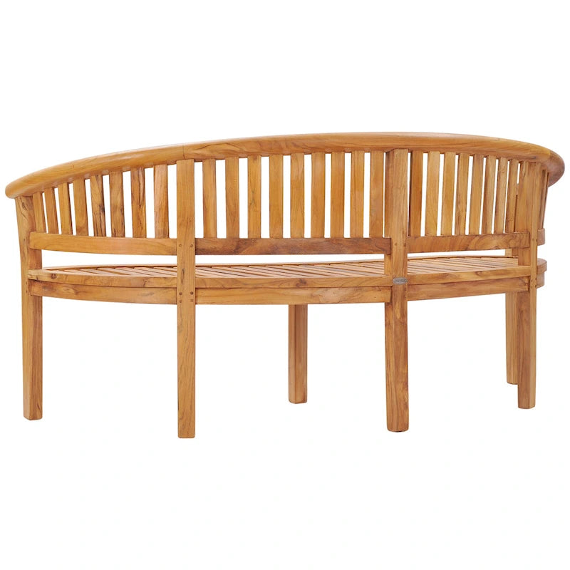 Chic Teak Peanut Teak Wood Triple Outdoor Patio & Garden Bench, Commercial Grade