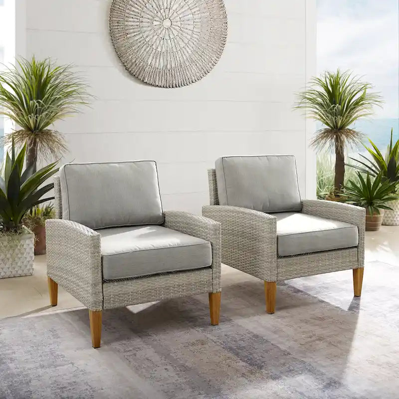 Crosley Capella Outdoor Wicker 2Pc Chair Set - 33 H x 28.25 W x29.5 D