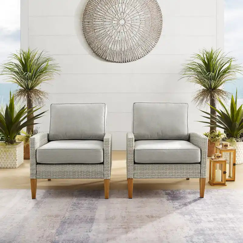 Crosley Capella Outdoor Wicker 2Pc Chair Set - 33 H x 28.25 W x29.5 D