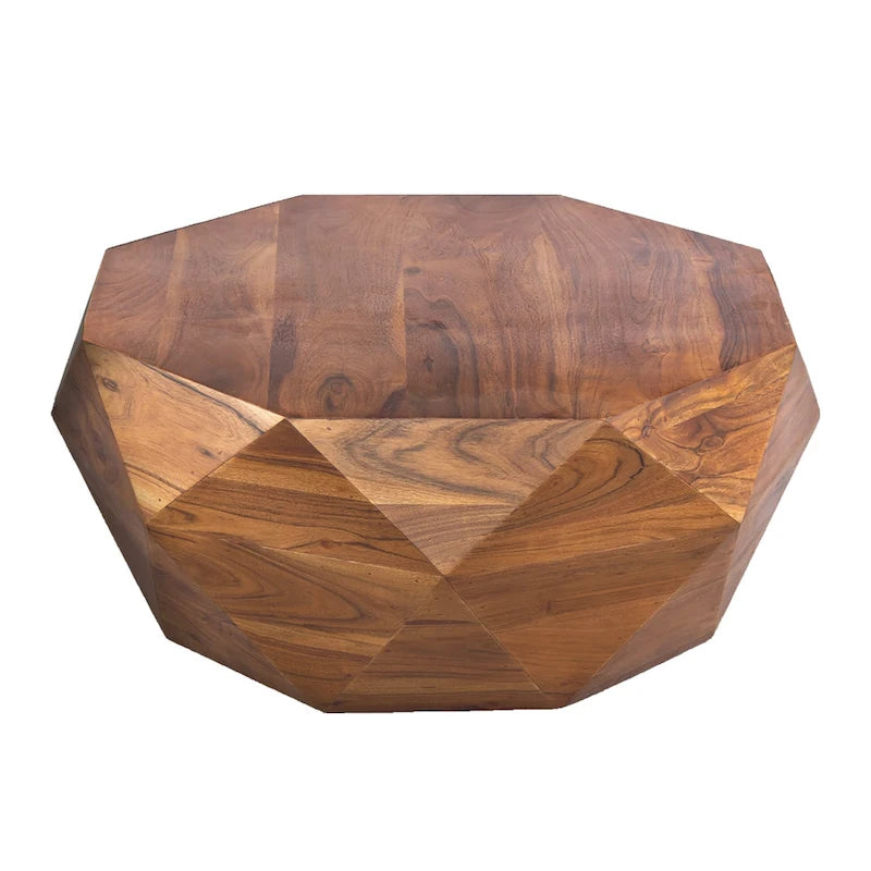33-Inch Diamond Shape Acacia Wood Coffee Table - Dark Brown