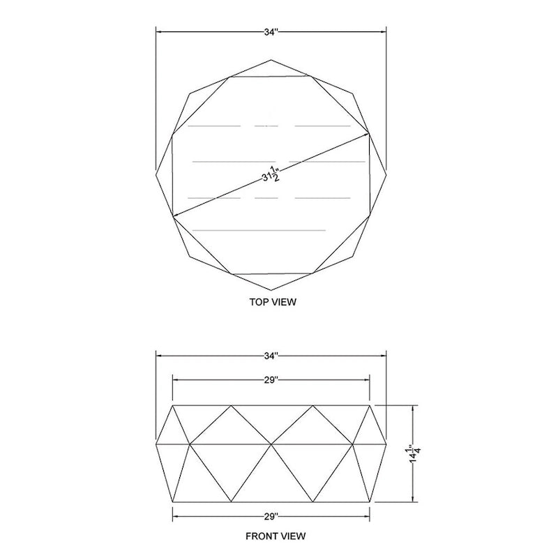33-Inch Diamond Shape Acacia Wood Coffee Table - Dark Brown
