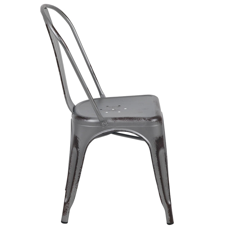 Distressed Metal Indoor/ Outdoor Stackable Chair