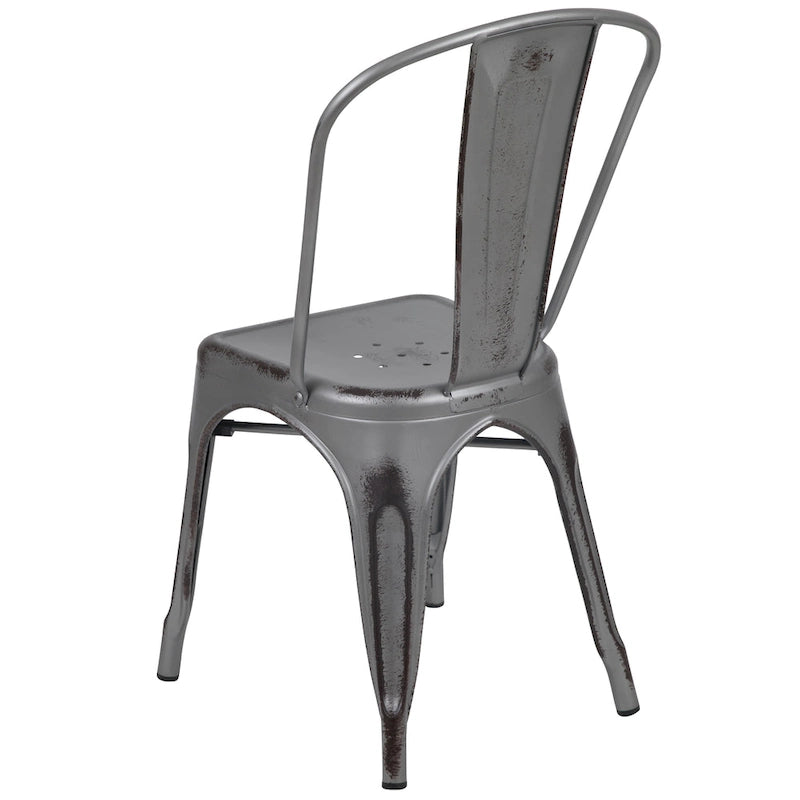 Distressed Metal Indoor/ Outdoor Stackable Chair