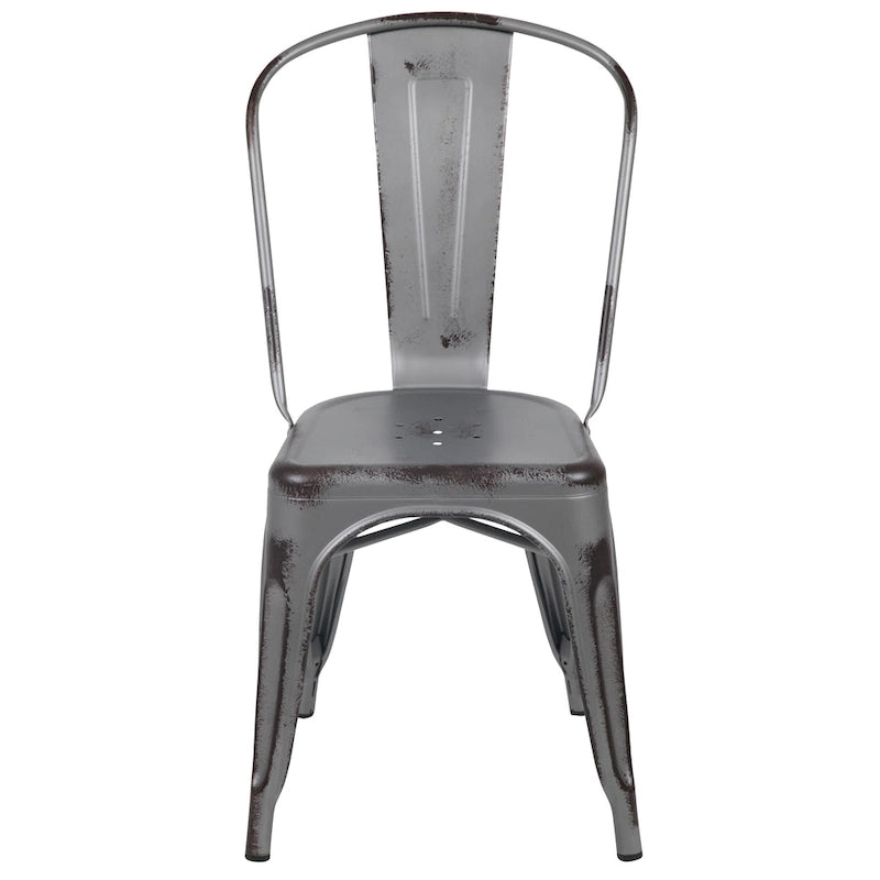 Distressed Metal Indoor/ Outdoor Stackable Chair