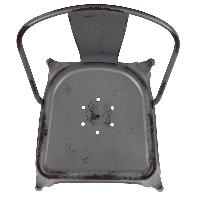 Distressed Metal Indoor/ Outdoor Stackable Chair