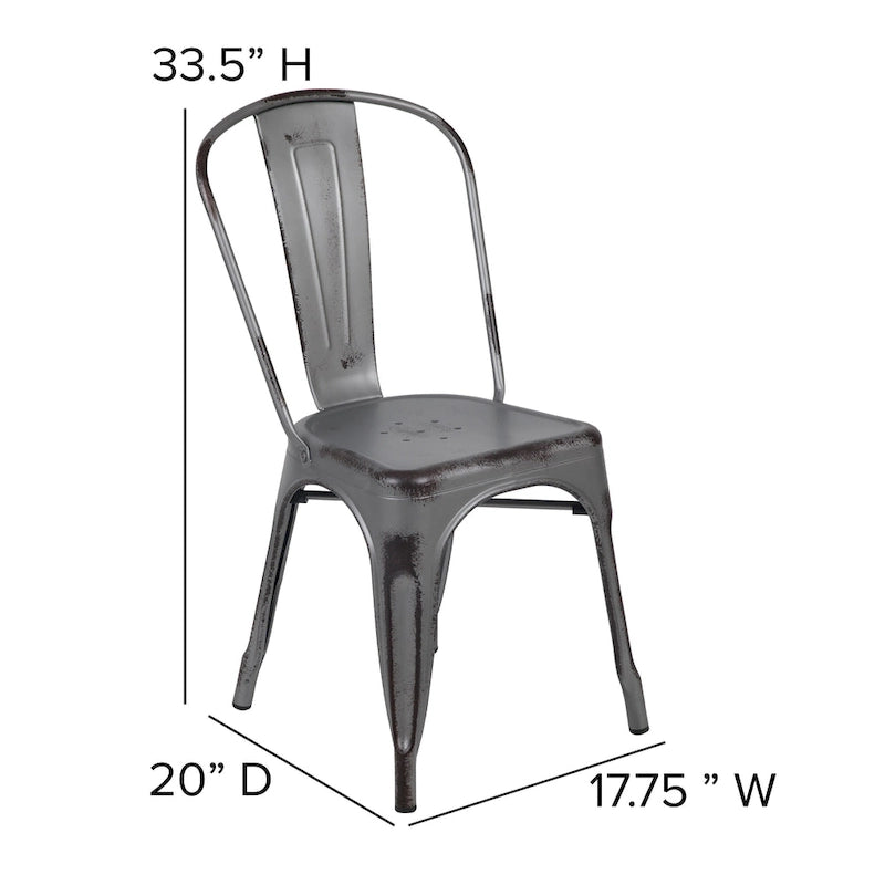 Distressed Metal Indoor/ Outdoor Stackable Chair