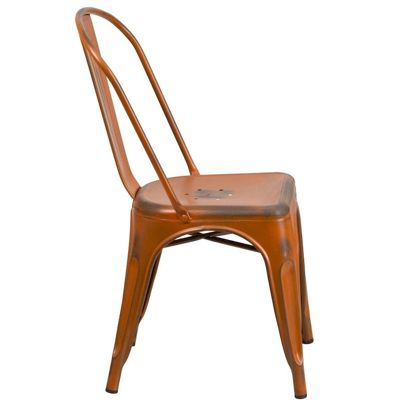 Distressed Metal Indoor/ Outdoor Stackable Chair
