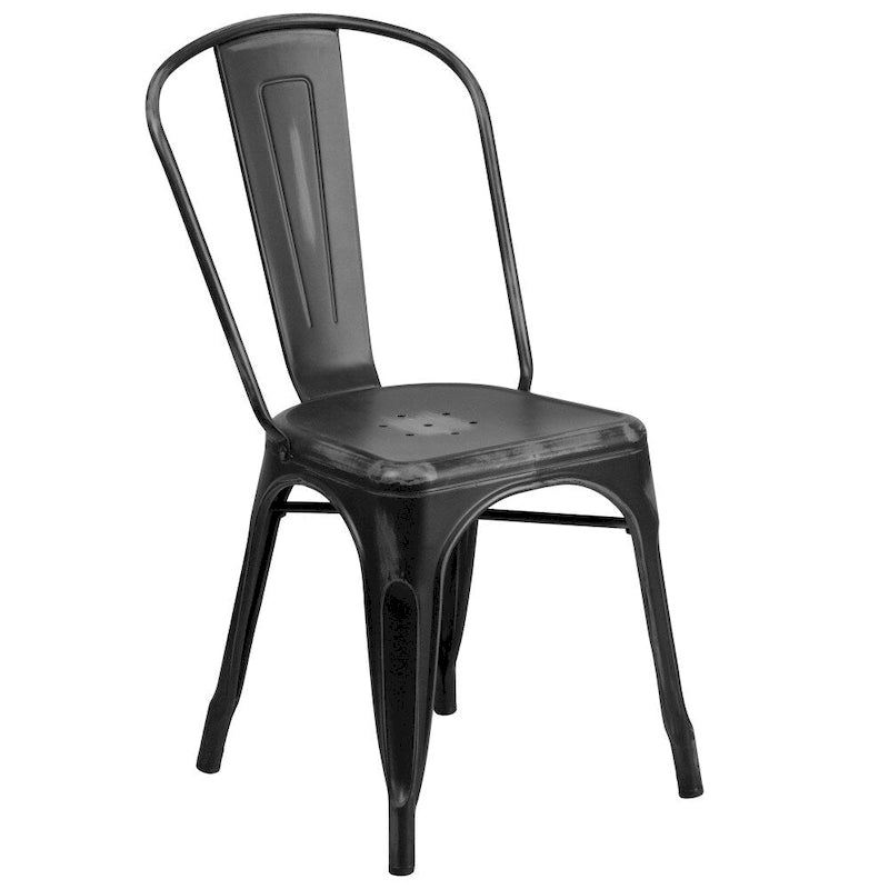 Distressed Metal Indoor/ Outdoor Stackable Chair